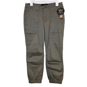 ONE 5 ONE Women Olive Green Cargo Crop Pants Mid Rise Jogger Style Size 8 29 NET